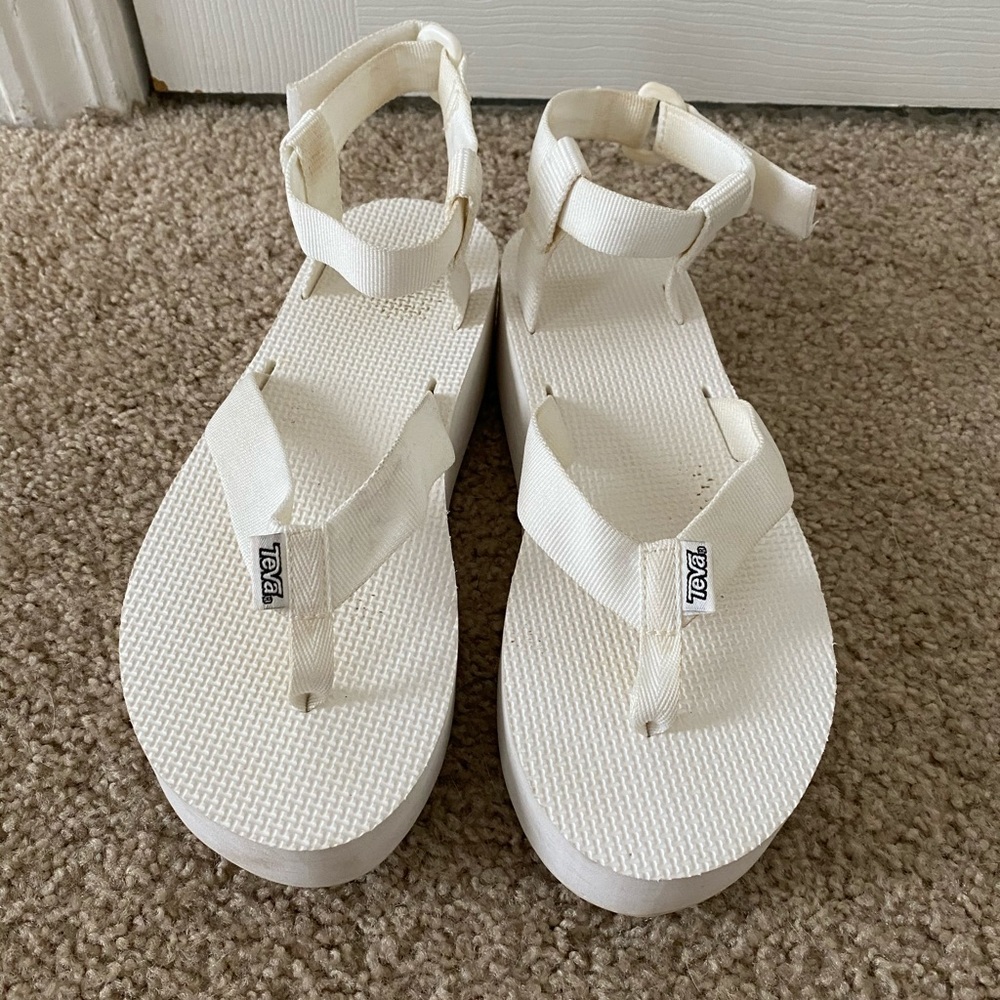 Teva white platform sandals